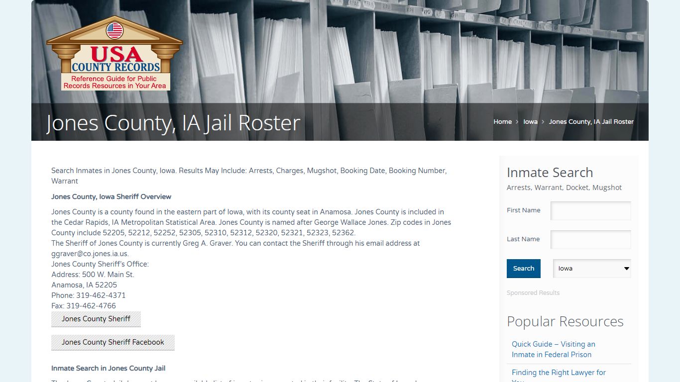 Jones County, IA Jail Roster | Name Search