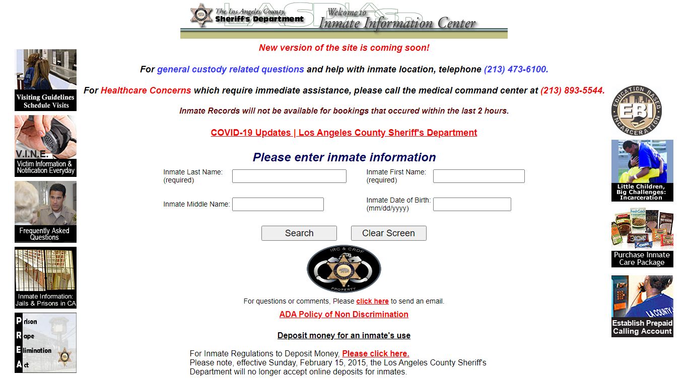 Inmate Search - Los Angeles County Sheriff's Department